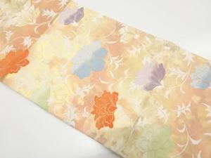 引箔　花唐草模様織り出し　開き名古屋帯（額縁仕立て）